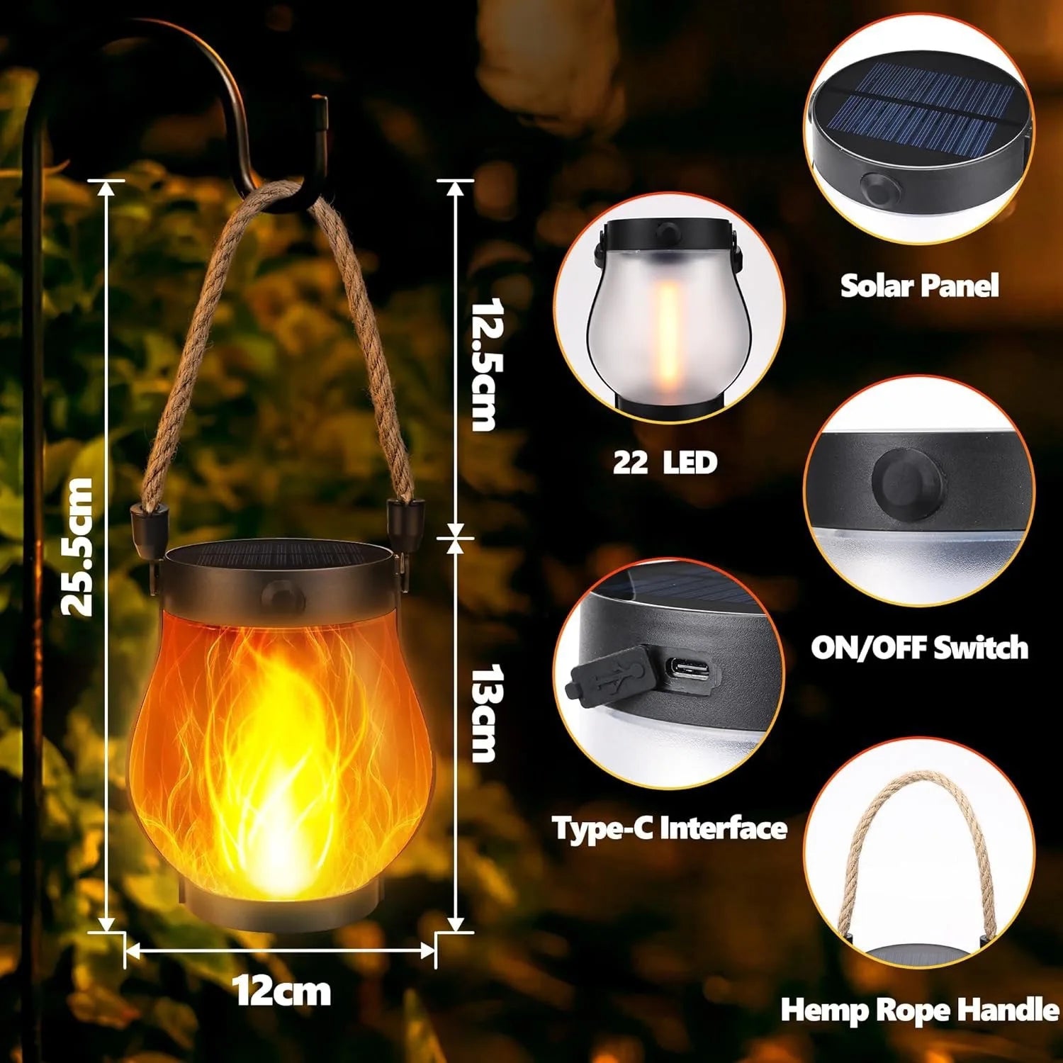 Aurevia Ember Solar Flame Lantern