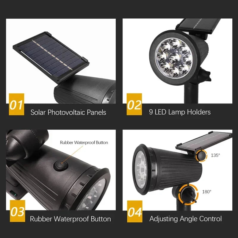 Aurevia Pin 9 LED Solar Spotlight