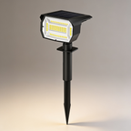 Front view of the Aurevia solar landscape spotlight showing the LED array