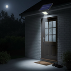 Close view of Sentry solar security light above a back door