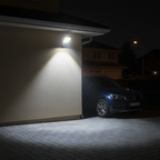 Sentry solar security light above a driveway at night