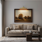 Gallery cordless picture light above framed artwork in a living room