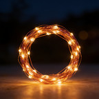 Aurevia Thread solar fairy lights glowing warm at night