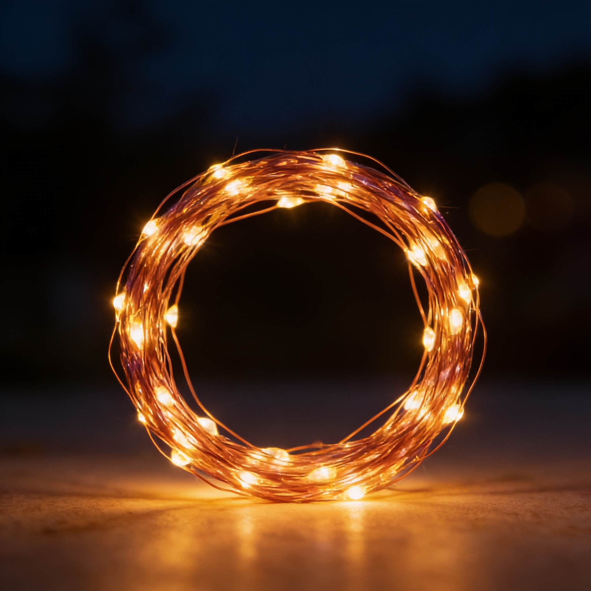 Aurevia Thread solar fairy lights glowing warm at night